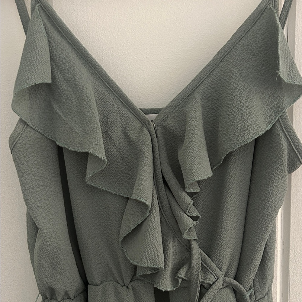 Mind Code Sage Green Ruffled V‑Neck Spaghetti Str… - image 3
